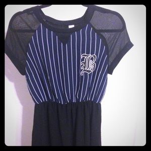 Baseball themed fit and flare dress